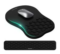 TECKNET Mouse Mat Wrist Support and Keyboard Wrist Rest with Massage Design - Ergonomic Mouse Pad Wrist Rest, Pain Relief Mousepad with Non-Slip PU Base, Smooth Lycra Surface, for Home, Office, Gaming