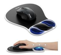 TECKNET Mouse Mat Wrist Support, Ergonomic Gel Mouse Mat, S-Shaped Water Proof Mouse Pad Wrist Rest, Non-Slip PU Base Computer Mouse Pad with Wrist Support for Home & Office Work, Black