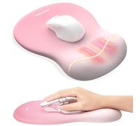 TECKNET Mouse Mat Wrist Support, Ergonomic Mouse Mat with Slow-rebound Memory Foam, Mouse Pad with Non-slip PU Base, Waterproof Computer Mousepad for Office, Home and Travel, Pink