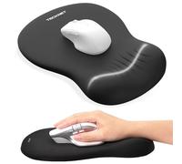 TECKNET Mouse Mat Wrist Support, Ergonomic Mouse Mat with Slow-rebound Memory Foam, Mouse Pad with Non-slip PU Base, Waterproof Computer Mousepad for Office, Home and Travel, Black
