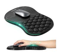 TECKNET Mouse Mat Wrist Support with Massage Design- Ergonomic 8° Wrist Rest Mouse Pad, Non-Slip PU Base, Smooth Lycra Surface, Waterproof Mousepad for Office & Gaming (Stripe)