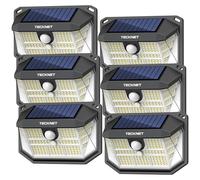 TECKNET Outdoor Solar Light 231 LED, 3 Modes Motion Sensor, Solar Powered Security Light 300° Wide Angle, IP65 Waterproof, Solar Wall Light for Front Door/Fence/Yard/Garage/Garden (6 Pack)