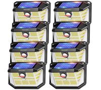 TECKNET Outdoor Solar Light 231 LED, 3 Modes Motion Sensor, Solar Powered Security Light 300° Wide Angle, IP65 Waterproof, Solar Wall Light for Front Door/Fence/Yard/Garage/Garden (8 Pack)