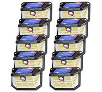 TECKNET Outdoor Solar Light 231 LED, 3 Modes Motion Sensor, Solar Powered Security Light 300° Wide Angle, IP65 Waterproof, Solar Wall Light for Front Door/Fence/Yard/Garage/Garden (10 Pack)