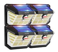 TECKNET Outdoor Solar Light 231 LED, 3 Modes Motion Sensor, Solar Powered Security Light 300° Wide Angle, IP65 Waterproof, Solar Wall Light for Front Door/Fence/Yard/Garage/Garden (4 Pack)