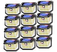 TECKNET Outdoor Solar Light 231 LED, 3 Modes Motion Sensor, Solar Powered Security Light 300° Wide Angle, IP65 Waterproof, Solar Wall Light for Front Door/Fence/Yard/Garage/Garden (12 Pack)