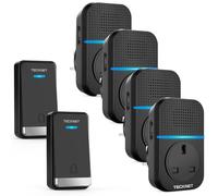 TECKNET Plug-in Wireless Doorbell, 4 Receivers 2 Transmitters, Deep Black