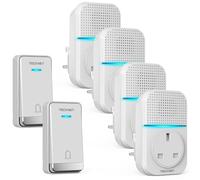 TECKNET Plug-in Wireless Doorbell, 4 Receivers 2 Transmitters, Pure White