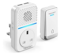 TECKNET Plug Through Wireless Doorbell with AC/USB Sockets, IP65