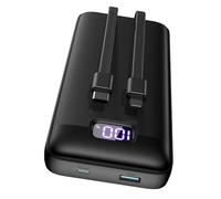 TECKNET Power Bank, 20000mAh 22.5W Fast Charging Portable Charger with Built-in 2 Cable, USB-C Powerbank with LED Display & 4 Outputs, PD 3.0 QC 4.0 Travel Battery Pack for iPhone/iPad/Android Devices