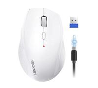 TECKNET PRO Rechargeable Wireless Mouse, 2.4GHz Computer Mouse with USB Nano Receiver, 6400 DPI Cordless Optical USB Mouse, 6 Adjustable Levels Silent Wireless mouse for Laptop/PC/Computer-White