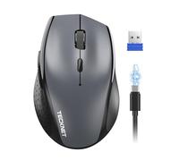 TECKNET PRO Rechargeable Wireless Mouse, 2.4GHz Computer Mouse with USB Nano Receiver, 6400 DPI Cordless Optical USB Mouse, 6 Adjustable Levels Silent Wireless mouse for Laptop/PC/Computer-Grey