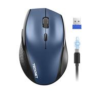 TECKNET PRO Rechargeable Wireless Mouse, 2.4GHz Computer Mouse with USB Nano Receiver, 6400 DPI Cordless Optical USB Mouse, 6 Adjustable Levels Silent Wireless mouse for Laptop/PC/Computer-Blue