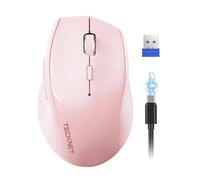 TECKNET PRO Rechargeable Wireless Mouse, 2.4GHz Computer Mouse with USB Nano Receiver, 6400 DPI Cordless Optical USB Mouse, 6 Adjustable Levels Silent Wireless mouse for Laptop/PC/Computer-Pink