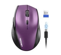 TECKNET PRO Rechargeable Wireless Mouse, 2.4GHz Computer Mouse with USB Nano Receiver, 6400 DPI Cordless Optical USB Mouse, 6 Adjustable Levels Silent Wireless mouse for Laptop/PC/Computer-Purple