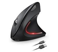 TECKNET Rechargeable Ergonomic Mouse Wireless, 2.4G Optical Vertical Mouse Ergonomic, 5 Adjustment Levels up to 4800DPI, Quiet Wireless Vertical Mouse with 6 Buttons for Laptop, PC, Windows, Mac OS
