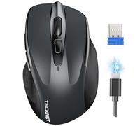 TECKNET Rechargeable Wireless Mouse, 2.4G Computer Mouse Cordless with USB Receiver, 4800DPI Adjustable Wireless Ergonomic Mouse for Laptop PC Windows Mac OS, Silent Click, Grey