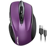 TECKNET Rechargeable Wireless Mouse, 2.4G Computer Mouse Cordless with USB Receiver, 4800DPI Adjustable Wireless Ergonomic Mouse for Laptop PC Windows Mac OS, Silent Click, Purple