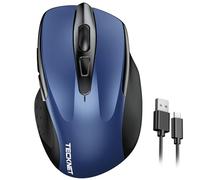 TECKNET Rechargeable Wireless Mouse, 2.4G Computer Mouse Cordless with USB Receiver, 4800DPI Adjustable Wireless Ergonomic Mouse for Laptop PC Windows Mac OS, Silent Click, Blue