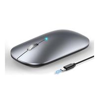 TECKNET Rechargeable Wireless Mouse, Bluetooth Mouse with Triple Mode (Dual BT+2.4G), Silent Mouse, 4 Adjustable DPI,Computer Mouse Compatible with MacbookiPadPC Laptop (Silver)