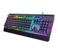 TECKNET RGB Gaming Keyboard - 105 Keys USB Wired Keyboard, Customizable RGB Backlit, IP32 Water & Dust Resistant, UK Layout