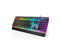 TECKNET RGB Gaming Keyboard UK Layout, USB Wired Computer Keyboard with 15-Zone RGB Illumination, All-Metal Panel, 25 Anti-ghosting Keys