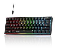 TECKNET RGB Wired Gaming Keyboard, 60% Mechanical Keyboard, Black | Full Keys Anti-Ghosting, 20 Backlit Modes, 61 Keys USB Keyboards, Splash-proof Design, Computer Keyboard for Gamer, Black