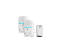 TECKNET Self-Powered Twin Wireless Doorbell with Sockets (76807) - Battery-Free Button, IP65 Waterproof, 400m Range, 60 Ringtones, 5 Volume Levels