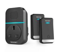 TECKNET Self-Powered Wireless Doorbell, 1 Plug-in Receiver & 2 Transmitters