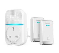 TECKNET Self-Powered Wireless Doorbell, 1 Plug-in Receiver & 2 Transmitters