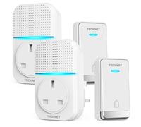 TECKNET Self-Powered Wireless Doorbell Kit (2 Buttons & 2 Receivers),White