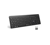 TECKNET Silent Wireless Keyboard, Rechargeable Bluetooth & 2.4GHz USB Keyboard for 3 Devices, Spill-Resistant Full Size UK Layout, Ergonomic Keyboard for PC, Laptop, Tablet and Phone