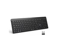TECKNET Silent Wireless Keyboard, Rechargeable Bluetooth & 2.4GHz USB Keyboard for 3 Devices, Spill-Resistant Full Size UK Layout, Ergonomic Keyboard