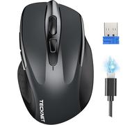 TECKNET Silent Wireless Mouse, 2.4G Type-C Rechargeable Cordless Mice, Grey