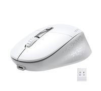 TECKNET Silent Wireless Mouse, Cordless Bluetooth Mouse with USB Receiver(BT 3.0/5.0+2.4G), 3 Adjustable DPI levels, Ergonomic Rechargeable Wired Mice compatible with PC Computer, Laptop, White