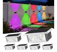 TECKNET Solar Fence Lights, 6 Pack Up-Down Lighting Solar Lights Outdoor Garden, RGB 8 Colors Solar Powered Wall Lights IP66 Waterproof for Outside, Yard, Patio, Backyard