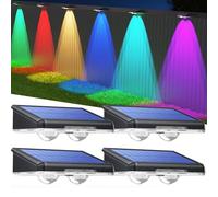 TECKNET Solar Fence Lights Outdoor Garden, 4 Pack Solar Wall Lights Outdoor IP65 Waterproof, Bright Solar Powered Garden Fence Lights RGB Mode for Outside Deck Patio Decking Gate Yard Decoration