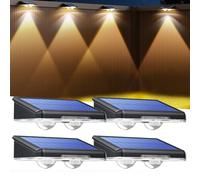 TECKNET Solar Fence Lights Outdoor Garden, 4 Pack Solar Wall Lights Outdoor IP66 Waterproof, Bright Solar Powered Garden Fence Lights 3 Color Modes for Outside Deck Patio Fence Gate Yard Decoration