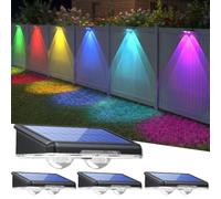 TECKNET Solar Fence Lights Outdoor Garden, 4 Pack Solar Wall Lights Outdoor IP66 Waterproof, Bright Solar Powered Garden Fence Lights RGB Modes for Outside Deck Patio Fence Gate Yard Decoration