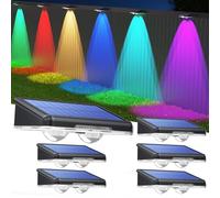 TECKNET Solar Fence Lights Outdoor Garden, 6 Pack Solar Wall Lights Outdoor IP65 Waterproof, Bright Solar Powered Garden Fence Lights RGB Mode for Outside Deck Patio Decking Gate Yard Decoration