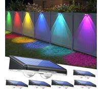 TECKNET Solar Fence Lights Outdoor Garden, 6 Pack Solar Wall Lights Outdoor IP65 Waterproof, Bright Solar Powered Garden Fence Lights RGB Mode for Outside Deck Patio Decking Gate Yard Decoration