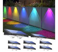 TECKNET Solar Fence Lights Outdoor Garden, 8 Pack Solar Wall Lights Outdoor IP65 Waterproof, Bright Solar Powered Garden Fence Lights RGB Mode