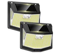 TECKNET Solar Lights Outdoor Garden, 248 LED Motion Sensor Lights, 3 Lighting Modes Outdoor Wall Lights, 300° Wide Angle, IP66 Waterproof, Solar Wall Lights for Yard Garage Garden Fence Door (2 Pack)