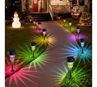 TECKNET Solar Lights Outdoor Garden, Solar Powered Stake Lights with Warm White & RGB Colored, Pathway Light Outdoor Waterproof (IP68) for Yard, Auto On/Off 12 Pack