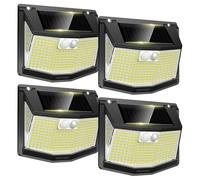 TECKNET Solar Motion Sensor Lights Outdoor, 248 LED Bright Garden Wall Lights, 3 Lighting Modes, 300° Wide Angle, IP66 Waterproof, Easy to Install Security Lights for Fence, Yard & Garage (4 Pack)