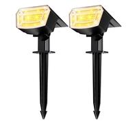 TECKNET Solar Spot Lights Outdoor Garden - 59 LEDs Garden Lights Solar Powered, 3000K Warm White Light, 3 Brightness Levels Pathway Lighting IP65 Waterproof for Outdoor Pathway/Lawn Lighting, 2 PCS