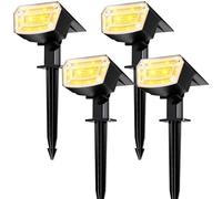 TECKNET Solar Spot Lights Outdoor Garden - 59 LEDs Garden Lights Solar Powered, 3000K Warm White Light, 3 Brightness Levels Pathway Lighting IP65 Waterproof for Outdoor Pathway/Lawn Lighting, 4 PCS