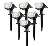 TECKNET Solar Spot Lights Outdoor Garden - 59 LEDs Garden Lights Solar Powered, 6500K Cool White Light, 3 Brightness Levels Pathway Lighting IP65 Waterproof for Outdoor Pathway/Lawn Lighting, 6 PCS