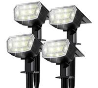 TECKNET Solar Spot Lights Outdoor Garden - Dusk to Dawn 6500K Cool White Light Solar Powered, 3 Brightness Levels Pathway Lighting IP65 Waterproof for Outdoor Pathway/Yard/Landscape, 4 PCS