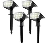 TECKNET Solar Spot Lights Outdoor Garden - Solar Spot Lights 3 Brightness Levels IP65 Waterproof Garden Uplighters Solar Powered, 6500K Cool White Light for Pathway/Yard/Landscape, 4 PCS
